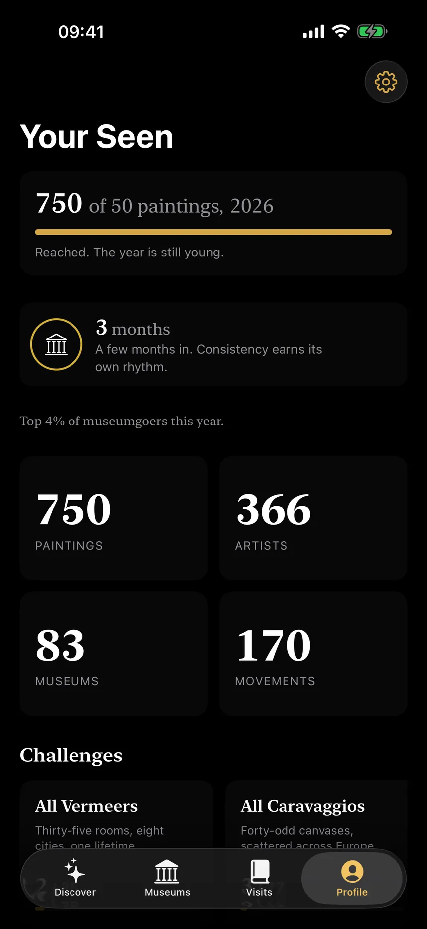 Seen app — Profile stats card ready to share to Instagram Stories